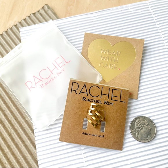 RACHEL Rachel Roy Gold Tri Loop mini earrings - Picture 3 of 4